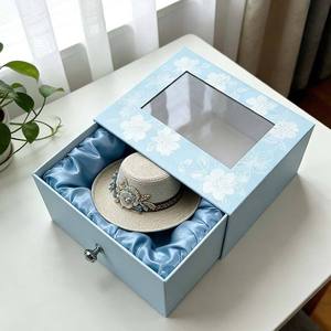 Custom <b>Light</b> Luxury <b>Light</b> Blue Rigid Gift Box Eco-Friendly Recycled Materials <b>Window</b> Drawer-Style Holiday Packaging - Product Image 3