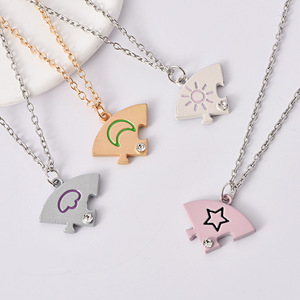 Collar al por mayor con diseño de sol, luna, nubes y estrellas, <span class=keywords><strong>serie</strong></span> Good Friends, con incrustaciones de diamantes, juego de 4 piezas, nueva colección. - Product Image 3