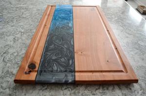 Bandejas de servir artísticas de resina con forma personalizada con asas de metal para restaurantes, usos, precios al por mayor - Product Image 4