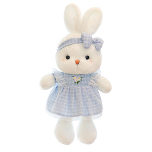 Conejitos de Peluche al por Mayor con <span class=keywords><strong>Vestidos</strong></span> Florales, Figuras de Conejos de Dibujos Animados, Almohadas Relajantes para Niños, Regalos de Cumpleaños - Product Image 1