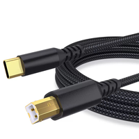 Cable USB C a B para Impresora, Cable USB B a C Trenzado de Nailon de Alta Velocidad, Compatible con Impresora/Escáner/Fax/Teclado MIDI