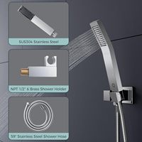 Système de douche thermostatique moderne à poignée unique, ensemble de robinetterie en laiton de 12 pouces avec pommeau de pluie et douchette à main, installation encastrée en céramique, finition douce
