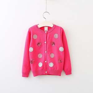 Suéter Cárdigan Infantil Estilo Coreano Color Rosa con Lentejuelas y Puntos de Fábrica China - Product Image 2