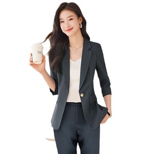 Women's Professional Suit Skirt Set Three Quarter Sleeve Midi Length Breathable Office Lady Workwear Formal Attire - Product Image 5