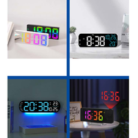 Nouvelle horloge numérique LED électrique alimentée par USB avec alarme, calendrier, affichage de la température et de l'humidité, à suspendre/à poser sur un bureau/table, idéale comme cadeau