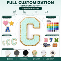 Patch brodé en chenille personnalisé avec lettres, bordure scintillante, appliqué alphabet pour vestes, sacs, chapeaux – Fabrication OEM