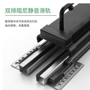 Double Damper Track Telescopic Clothes Rack Ceiling Mount Aluminum Alloy <b>Wardrobe</b> <b>Hardware</b> - Product Image 1