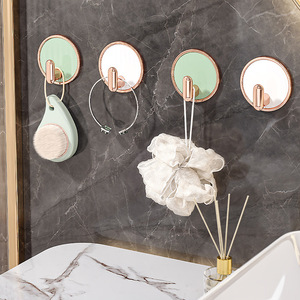 Yimijia Adhesive Hooks 4 Pack Mint Green Gold Removable Wall Hooks For Bathroom Kitchen Robe Storage - Product Image 1