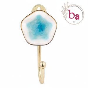 Patère en céramique craquelée peinte à la main en or marocain avec boutons élégants - Product Image 1