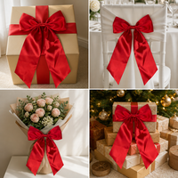 Nœuds cadeaux en satin de polyester en gros, pré-noués avec ruban adhésif double face pour emballages de mariage et de Noël, et paniers-cadeaux
