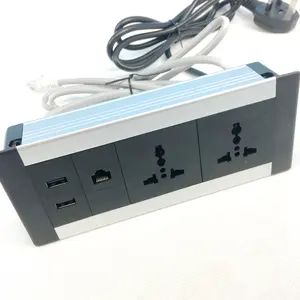 Hidden Recessed Mounted Universal power outlet Conference table Hotel Wall Aluminum Alloy Medial Hub Panel USB data socket