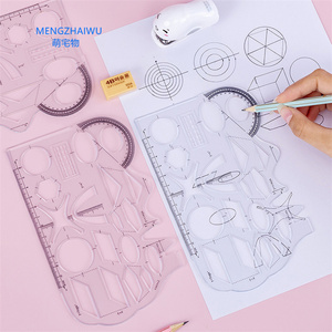 Peru Perlengkapan Sekolah Alat Tulis Grosir Multifungsi Fungsi Geometris Plotting Plastik Penggaris Jahit - Product Image 1
