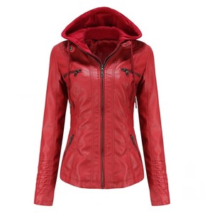 <span class=keywords><strong>Veste</strong></span> de motard en <span class=keywords><strong>simili</strong></span> <span class=keywords><strong>cuir</strong></span> à capuche amovible pour femmes - Product Image 5