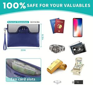 CUSTOM Fireproof and Waterproof Money Pouch Locking <b>Document</b> Bag for <b>Travel</b> Filing - Product Image 2
