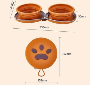 Bols pour chien pliables en silicone 2-en-1 pour les voyages, bol portable pour nourriture et eau pour animaux de compagnie avec mousqueton, bol pliable de luxe pour chien - Product Image 2