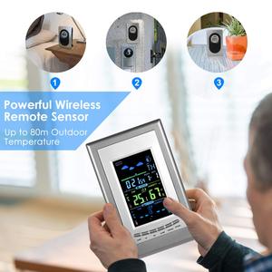 Trạm Thời Tiết Đa Chức Năng Hiển Thị Màu Trạm Thời Tiết Không Dây Với Chức Năng Cảnh Báo Nhiệt Độ - Product Image 5