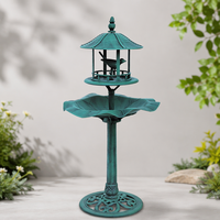 Fontaine à oiseaux sur piédestal en résine écologique, résistante aux intempéries, avec énergie solaire, décoration de jardin extérieure, style antique verdigris