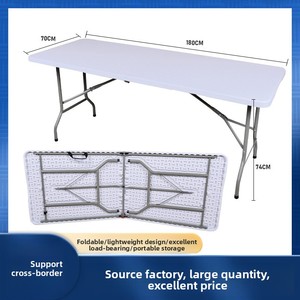 Set Tavolo e Sedie Pieghevoli Quadrati Portatili da Esterno - Lunghezza 6 Piedi, Design Moderno in Plastica Bianca, Altezza Regolabile per Uso Alberghiero - Product Image 2