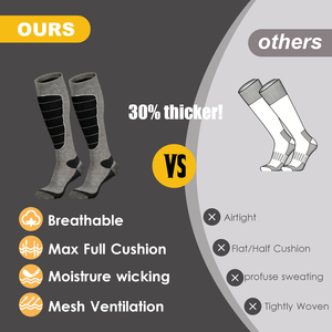 <span class=keywords><strong>Calcetines</strong></span> de Esquí de Lana Merino para Hombre, Logotipo y Color Personalizados, <span class=keywords><strong>Calcetines</strong></span> Térmicos hasta la Rodilla para Snowboard y Esquí - Product Image 4