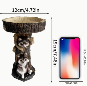 Décoration de <span class=keywords><strong>jardin</strong></span> en résine SMC : Mangeoire à oiseaux en forme de raton laveur dans une maison d'arbre et tournesol - Product Image 4