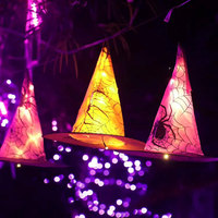 Guirlandes lumineuses LED transfrontalières à piles pour Halloween, avec télécommande, boîte à piles étanche, décoration d'ambiance effrayante