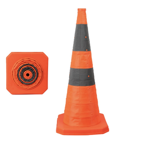 Cône de signalisation pliable avec bande réfléchissante – Tissu Oxford et base en caoutchouc, hauteur 700 mm pour la sécurité routière et le contrôle du trafic - Product Image 4