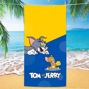 ผ้าเช็ดตัวชายหาดไมโครไฟเบอร์พิมพ์ลายการ์ตูนน่ารัก ลายแมวและหนู ซับน้ำเร็ว แห้งไว ไม่ติดทราย ขายส่งจำนวนมาก - Product Image 1