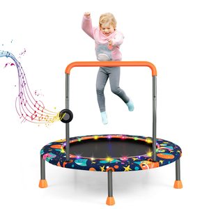 Mini Trampolín Plegable de Acero y Espuma para Niños, Fácil de Montar, con Luces y Música para Uso en Interiores/Exteriores - Product Image 1