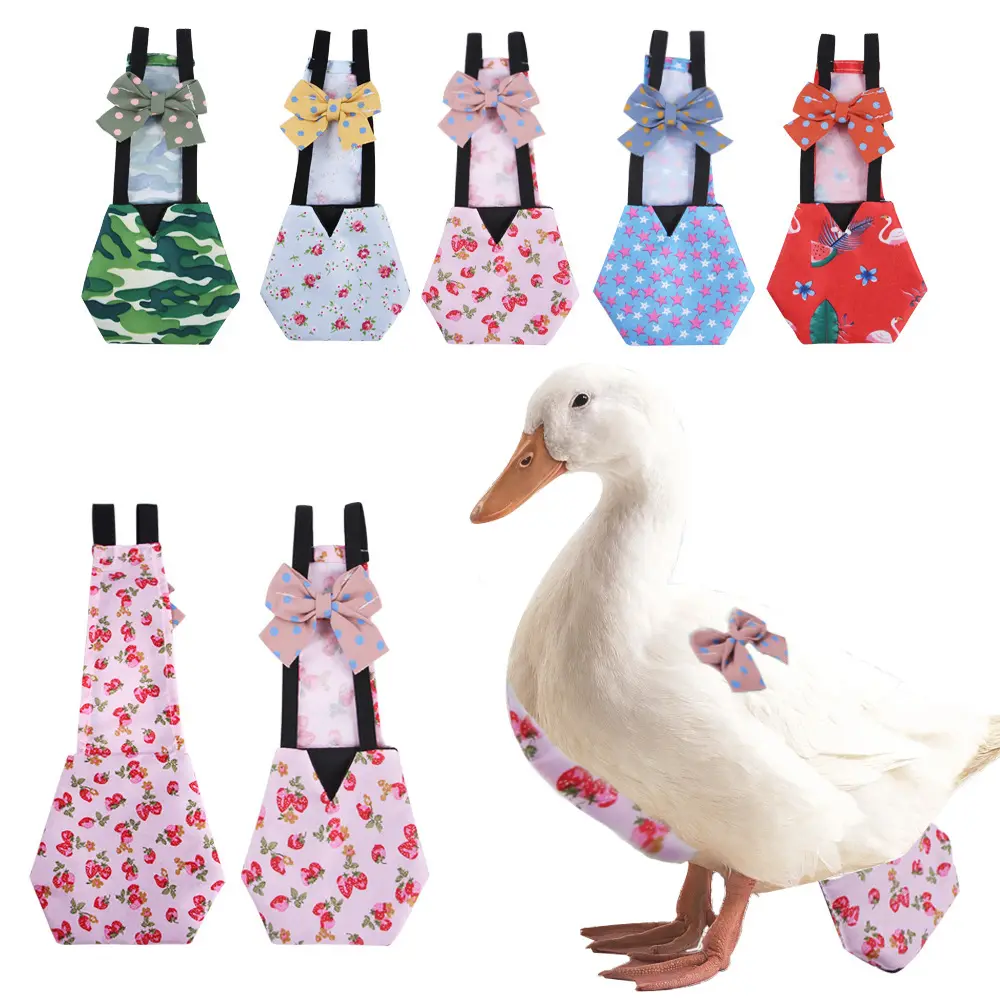 Pañales de tela de pollo Pañal reutilizable para mascotas para Ganso Pollo Tela lavable para aves de corral con Bowknot