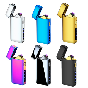 Đèn khò điện <span class=keywords><strong>USB</strong></span> chống gió, bật lửa kim loại bỏ túi, đèn khò plasma hai cung điện với đèn LED hiển thị pin - Product Image 4