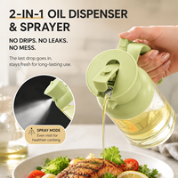 Botol Semprot Minyak Masak 2 in 1 dengan Logo OEM Custom, Botol Tuang Minyak Zaitun Kaca Anti Bocor dengan Pegangan untuk Dapur