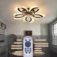 Lustre intelligent avec télécommande électrique pour chambre à coucher au détail, ventilateur de plafond à led moderne avec moteur en cuivre et lumière, 24 pouces