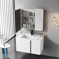 Lavabo contemporain Vanités de salle de bain Vanité de salle de bain flottante Armoire de salle de bain murale en acier inoxydable avec lavabo