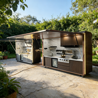 Îlot de cuisine extérieur modulaire en acier inoxydable 304 personnalisé |   Station de cuisine de patio avec évier et barbecue intégrés