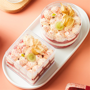 Caja grande de terciopelo rojo para pastel de Mousse, caja de plástico transparente personalizada para postres, embalaje de regalo, venta al por mayor - Product Image 3