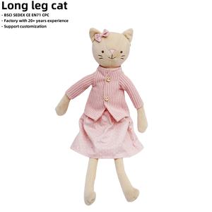 Peluche Gatto Creativo Stile Moderno con Vestito Rosa, Set Gatto Imbottito a Gambe Lunghe, Morbido Tessuto in Cotone, Bambola di Pezza per Regalo Bambina - Product Image 2