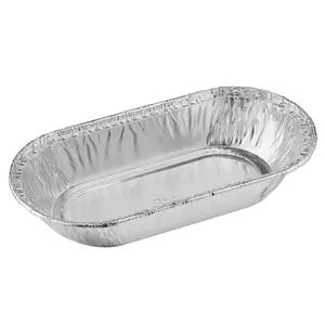 129x63x20mm Small Oval 100ml Mini Loaf Tin With Lid Mini Cupcake Boxes Disposable Aluminium Foil Cup Disposable OV12062F