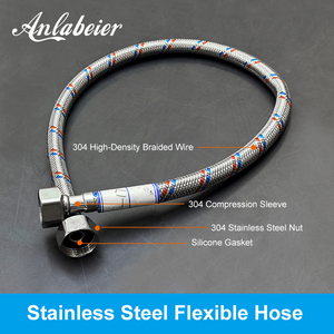 Tuyau de robinet tressé en acier inoxydable 304, G1/2, tube intérieur EPDM, résistant aux éclats, haute pression, installation facile, alimentation en eau - Product Image 1