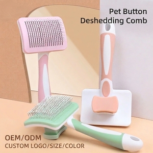 Peine para <span class=keywords><strong>Perros</strong></span> Clásico Autolimpiable de Material Plástico Ecológico Prepet, Cepillo para Mascotas, Herramienta de Aseo para Mascotas con Mango Ergonómico - Product Image 1