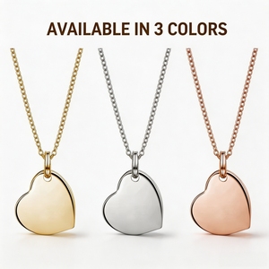 Collana con Ciondolo a <span class=keywords><strong>Cuore</strong></span> Personalizzabile in Acciaio Inossidabile Placcato Oro 18K, Gioiello d'Amore Personalizzato per Regalo - Product Image 4