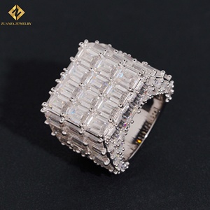 Luxury Jewelry Moissanite <b>Ring</b> <b>Emerald</b> Cut 925 <b>Silver</b> Rhodium Plated <b>Emerald</b> Cut Women's Luxury Party <b>Ring</b> - Product Image 1