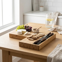 Ensemble de planches à fromage en bambou en forme de L unique avec porte-outils magnétique, plateau à charcuterie professionnel avec 4 couteaux