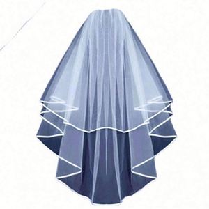 Voile de mariée double couche en tulle uni, motif simple, avec ruban, style ROMANTIQUE, 60-80cm, USA Mairun, Meilleure Vente - Product Image 5