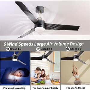 Bedroom Living Room <b>Ceiling</b> Fan 52IN With <b>Light</b> Reversible BLDC Motor 3CCT <b>Dimmable</b> Remote - Product Image 2