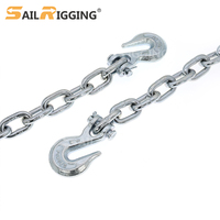 5/16 Grado 70 Cadena de aglutinante de carga Cadena de transporte galvanizada ASTM80 4700lbs Cadena de amarre con ganchos de agarre de horquilla para tractores
