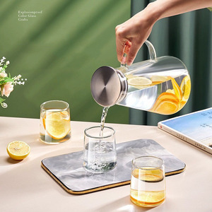 Grande capacità di 1.8 litri brocca di <span class=keywords><strong>vetro</strong></span> con coperchio resistente al calore di <span class=keywords><strong>vetro</strong></span> <span class=keywords><strong>caraffa</strong></span> <span class=keywords><strong>acqua</strong></span> brocca con manico per bevande calde e fredde - Product Image 4