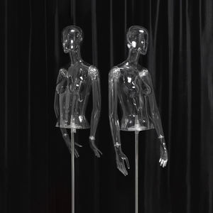 Mannequin de Torse Féminin Personnalisé Transparent avec Base Métallique, <span class=keywords><strong>Buste</strong></span> en Plastique Clair pour Présentation - Product Image 1