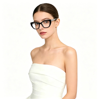 Monturas de gafas ópticas de acetato a la moda, gafas antiluz azul, monturas ópticas de ojo de gato de doble Color listas para enviar