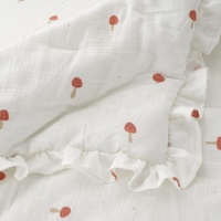 Housse de couette en lin à volants pour tout-petits, couverture de lit bébé ajustée, couvertures douces et respirantes en mousseline de coton pour filles et garçons, édredons en coton motif champignon