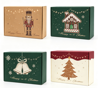 Carton pliable en papier kraft recyclable pour Noël, avec film mat, fermeture magnétique, poignée et logo personnalisé
